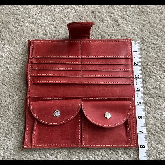 UnoEth Red Leather Clutch Wallet or Travelers insert - Picture 5 of 8